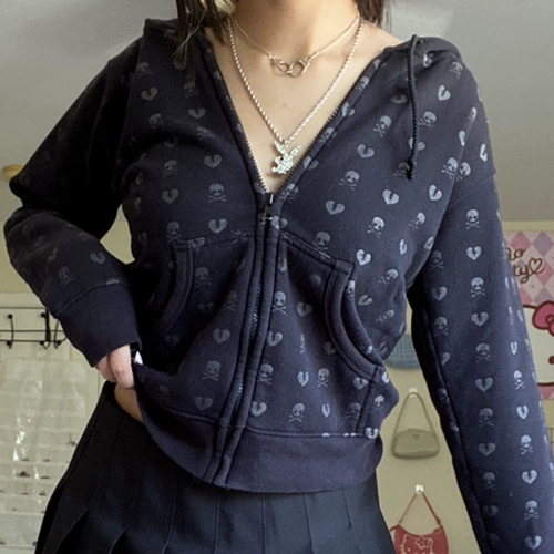 Mall Goth Skulls Print Retro Whothirts E-Girl Gothic Dark