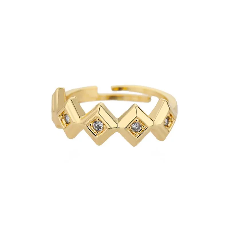 Открытое кольцо с цепочкой Twist для женщин, zircon, нержавеющая сталь