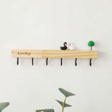 Присоска 实惠免打孔木质钥匙挂钩置物架玄关壁挂入门可爱创意入户门装饰挂