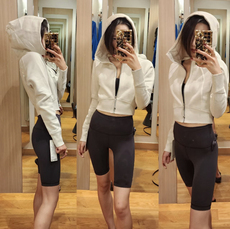 Куртка для йоги 冬季加绒卫衣scuba女士短款运动休闲瑜伽拉链连帽衫修身抓绒外套 OTHER