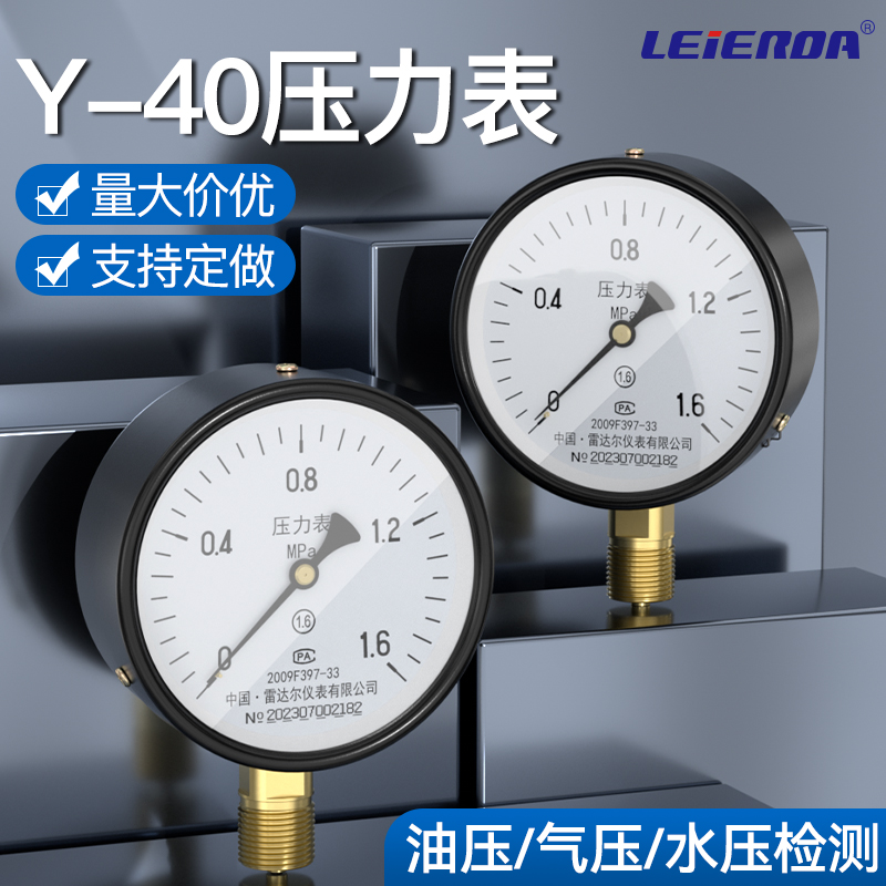 Relda Cụ Y40Z Đồng Hồ Đo Áp Lực Trục Xuyên Tâm Máy Đo Nhỏ Đường Kính 40 Mm Áp Lực Không Khí Nước Thủy Lực Đồng Hồ Đo Chân Không Đồng Hồ Đo