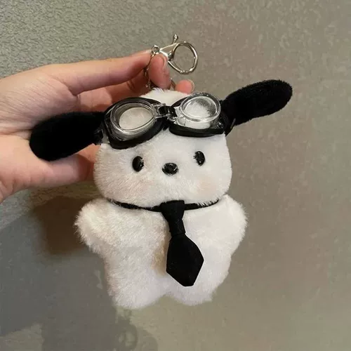 Kawaii Sanrio KeyChain Pochacco Key Ring Ring Cring Plush Doll