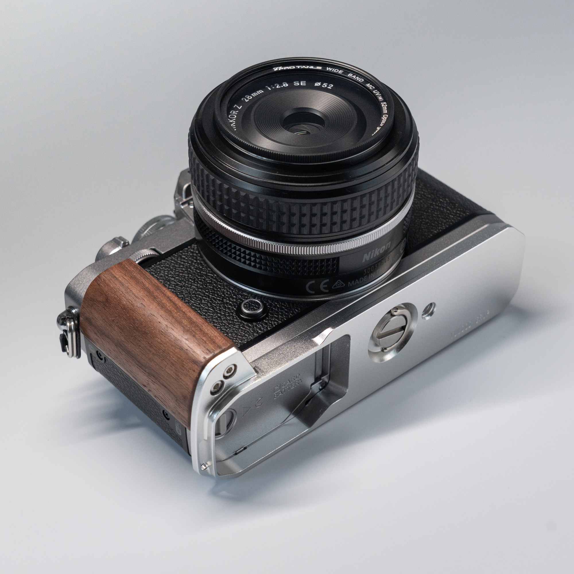 Wood L Hand Grip For Nikon ZFC Camera Aluminum Alloy Baseplate AK