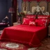 Bộ chăn ga gối cotton dài 60 màu hoang dã Đám cưới lớn màu đỏ bông được nhồi bông bằng vải trải giường 2m - Trải giường ga nệm đẹp Trải giường