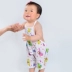 Bé tạp dề bé đồ ngủ bông chân cotton lụa mùa hè quần áo phần mỏng chàng trai và cô gái jumpsuit trẻ em bò quần áo