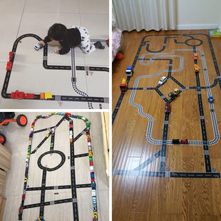 子供の手作り DIY 交通ステッカー跡なしペーストトラック高速道路鉄道シーン交通道路テープおもちゃ