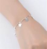 Серебряный серебряный браслет, милый аксессуар для влюбленных, ювелирное украшение, в корейском стиле, простой и элегантный дизайн