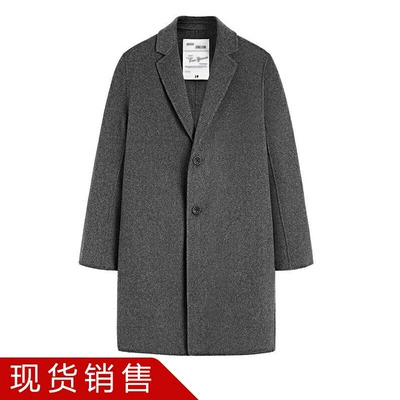 B2AA74151 đôi phải đối mặt với áo khoác nam 2018 mùa thu và mùa đông Hàn Quốc phiên bản mới của tự trồng len cashmere áo màu xám áo khoác kaki nam Áo len