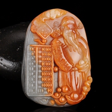 Украшения на шею 开光黄龙玉文财神爷挂件吊坠男女款如意算盘招财进宝转运吊坠玉牌