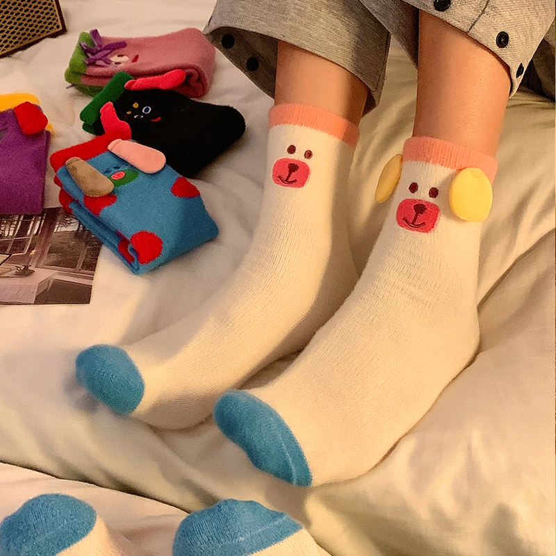 Ugly cute funny stuffed socks children's socks niche cute couples sleeping socks warm thick autumn and winter tide net red