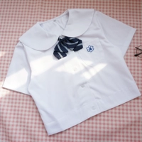 Японская студенческая юбка в складку, милая рубашка, галстук-бабочка, комплект, с вышивкой