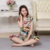 Xia Mian bông lụa đồ ngủ có thể được mặc bên ngoài phù hợp với ngắn tay quần short nhân tạo bông nhà dịch vụ bông mặc giản dị phần mỏng