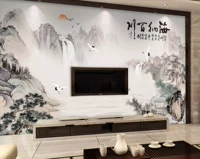 3D Haina Ba Xuyên ba chiều Trung Quốc vẽ tranh phong cảnh TV nền tường flannel chạm nổi vải lụa liền mạch pha lê - TV tivi sony 55x8000g