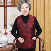 Áo vest nữ trung niên Tang phù hợp với áo khoác cotton Quần áo mùa đông phụ nữ già mùa thu và mùa đông áo vest dày người già cộng với áo vest nữ