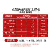 Цефалоспорин сульфат сульфат цефалоспорин инъекция свиньи, коров, овец, курицы и птицы дыхательных путей бактерий