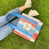 Свежая вместительная и большая сумка на одно плечо, универсальная плетеная льняная сумка из ПВХ, коллекция 2022