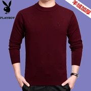 Playboy của nam giới tinh khiết cashmere áo 2018 dày áo len vòng cổ áo cha gói kích thước lớn trung niên len v