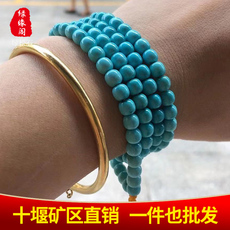 Ювелирные камни 无优化天然原矿绿松石散珠圆珠老型珠手串108颗手链多圈项链配饰