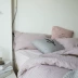 PUSU 璞 素 家居 Nhật Bản phong cách đơn giản màu rắn bốn mảnh bông rửa bông kẻ sọc màu rắn giường 笠 tấm bông bộ ga giường Bộ đồ giường bốn mảnh