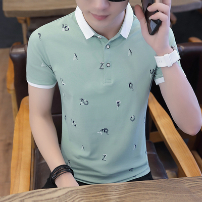 Mùa hè cotton ngắn tay t-shirt thanh niên ve áo nhỏ POLO áo sơ mi kinh doanh người đàn ông giản dị của hoa khâu T-Shirt triều Polo