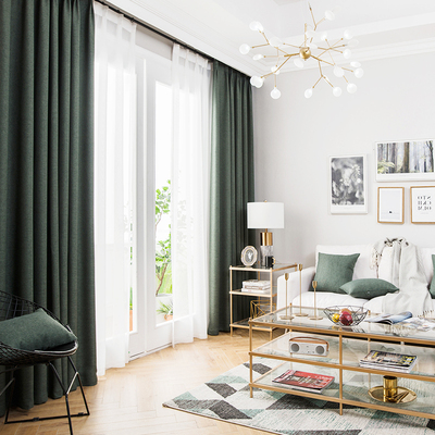 现代简约加厚亚麻北欧风窗帘