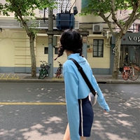Летняя короткая футболка, сексуальный топ, в корейском стиле, длинный рукав, высокая талия