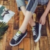 Đôi giày màu đen nữ mùa hè 2018 mới sinh viên hoang dã giày Hàn Quốc phẳng dưới dây đeo giày vải lười biếng giày đen