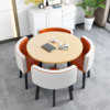 Water Quarter round table+orange -white leather chair 4 chair 4 chairs