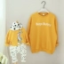 Quần áo mùa thu cha mẹ 2018 mới mẹ và con gái mẹ và con trai Phiên bản Hàn Quốc của gia đình mùa xuân và mùa thu màu vàng của ba chiếc áo len cotton