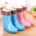 Thời trang cộng với nhung mưa khởi động nữ dành cho người lớn Hàn Quốc ấm ống ngắn dễ thương không trượt giày nước trong ống có thể tháo rời mưa khởi động mùa thu và mùa đông