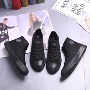 Giày vải màu đen phổ biến ulzzang Harajuku giày công sở hoang dã thoáng khí Phiên bản Hàn Quốc của đôi giày màu đen hoang dã