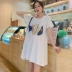 Mẫu thời trang áo dài mẹ bầu 2019 hè mới dành cho bà bầu cotton ngắn tay áo thun Hàn Quốc phiên bản dài cỡ lớn - Áo thai sản