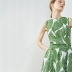 Oz Đất Nước Tiếng Anh chất lượng cao công việc tốt tinh chế sắc nét linen kỳ nghỉ lá chuối in không tay A-line ăn mặc A-Line Váy