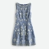Oz đất nước kỳ lạ nặng làm việc tinh tế hoa thêu thoải mái bông rửa ánh sáng màu xanh Một từ denim váy mùa hè A-Line Váy