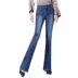 Mùa hè phần mỏng phong cách dân tộc thêu hoa jeans nữ cao eo căng quần Slim mỏng thẳng micro chuông quần đáy Quần jean