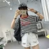 2018 mùa hè mới Hàn Quốc ngắn tay T-Shirt nữ sinh viên lỏng hoang dã thư in màu phù hợp với nửa tay quần áo Áo phông