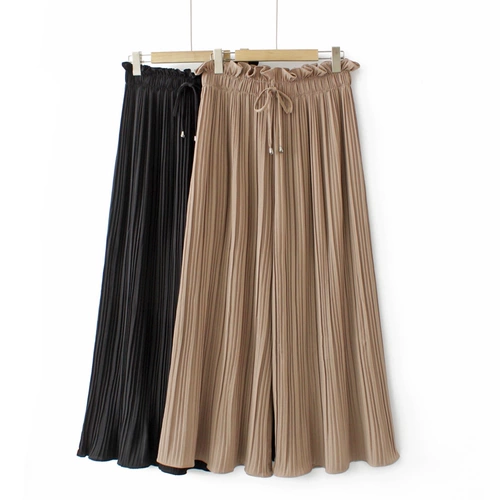 Летние шифоновые шелковые штаны, юбка, в корейском стиле, высокая талия, свободный крой, большой размер