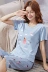 Bộ đồ ngủ cotton hai mảnh dành cho nữ mùa hè Quần ngắn tay xòe Phiên bản Hàn Quốc của bộ đồ ngủ ít phụ nữ mùa hè có thể mặc ngoài quần áo