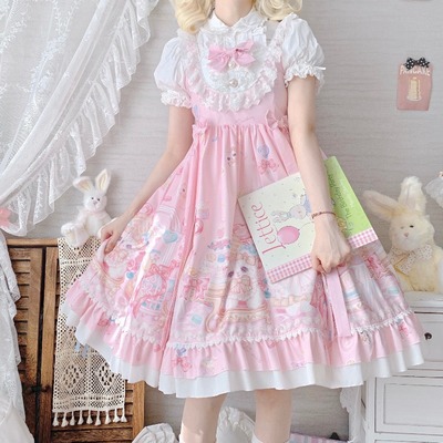 taobao agent Japanese cute small princess costume, summer dress, Lolita style, flowered, Lolita Jsk