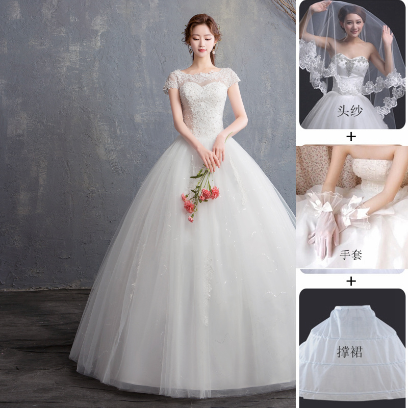  L+Middle waist wedding dress+three pieces   + $28.28 