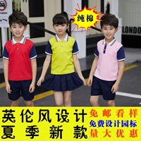 Летняя одежда для детского сада, форма для школьников, хлопковый комплект, 2022, короткий рукав, в британском стиле