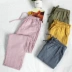 Bộ đồ ngủ cotton Nhật Bản dành cho nữ quần dài mùa xuân và mùa thu mỏng nam cotton đôi gạc kích thước lớn quần nhà giản dị - Quần tây