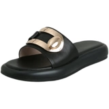 Металлические модные универсальные слайдеры на платформе, европейский стиль, из натуральной кожи, 2023