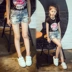 Mùa xuân và hè 2019 cô gái mới quần short denim Trẻ em Hàn Quốc hoang dã được cọ xát thô quần nóng - Quần