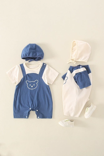 Летнее тонкое боди для раннего возраста для выхода на улицу для новорожденных подходит для мужчин и женщин, милые нарукавники для девочек, комплект, в западном стиле, короткий рукав