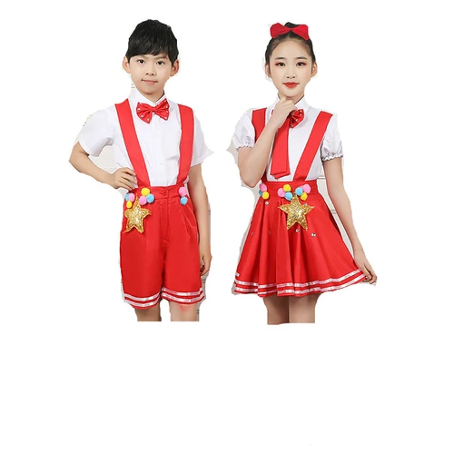 Детское красное платье для школьников подходит для мужчин и женщин, костюм