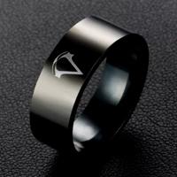 Phiên bản tiếng Hàn của vòng titan thép hipster vòng thép không gỉ đơn Assassin Creed ring Bột sát thủ phải đơn giản mịn màng nhẫn cưới bạch kim