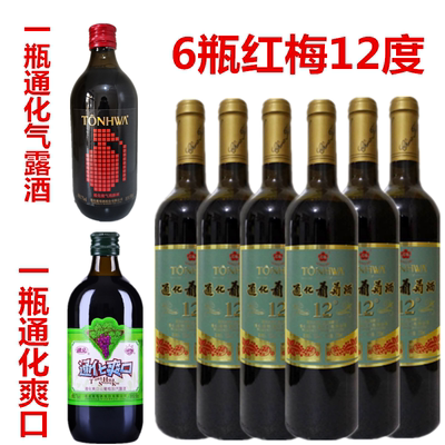 1瓶气露酒+1瓶爽口+6瓶红梅12º