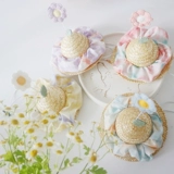 Мог -мороженое цвет цветочный соломенная шляпа Pet Photo Prop милые украшения Douyin Cat Hat