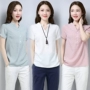 Áo thun cotton ngắn tay và cotton nữ 2019 hè mới che bụng giảm béo size lớn áo thun cotton ngoại quốc - Áo phông áo phông rộng